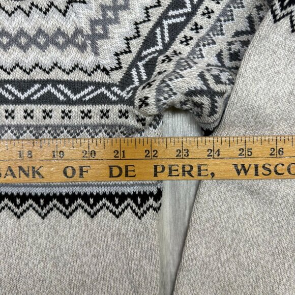 ✅ Mens L Chaps Ralph Lauren 3 Button Mockneck Fairisle Sweater Oatmeal Twist - Picture 3 of 9